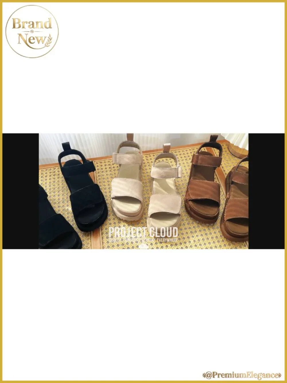 Genuine Leather Platform Sandals for Women Memory Foam Comfort Slides